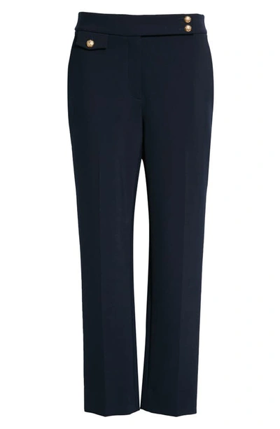 Shop Veronica Beard Renzo Crop Cotton Blend Trousers In Navy