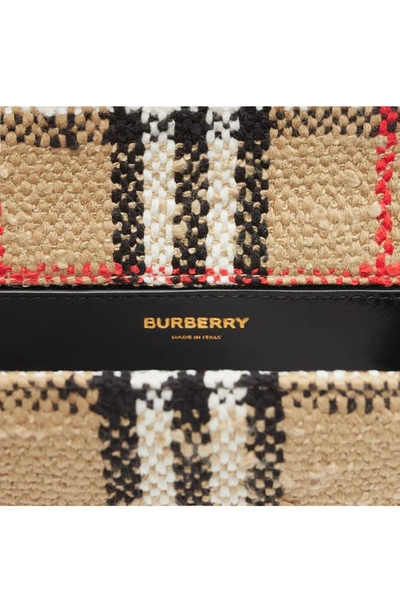 Shop Burberry Mini Lola Woven Check Crossbody In Archive Beige