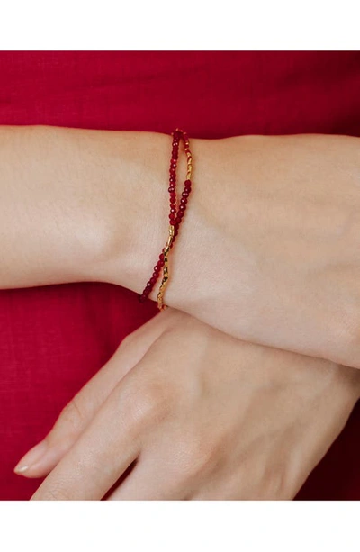 Monica Vinader Gold Mini Nugget Gemstone Beaded Bracelet Red Onyx In 18ct Gold Vermeil On Sterling