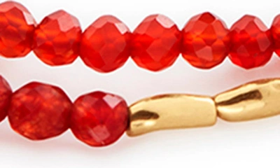 Monica Vinader Gold Mini Nugget Gemstone Beaded Bracelet Red Onyx In 18ct Gold Vermeil On Sterling