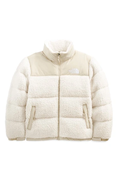 The North Face High Pile Fleece Nuptse Jacket In White | ModeSens