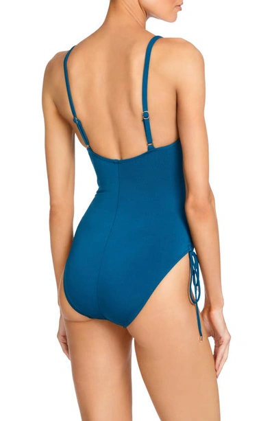 Shop Robin Piccone Aubrey Keyhole One-piece Swimsuit In Pacific