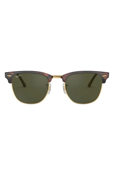 Shop Ray Ban Clubmaster 51mm Square Sunglasses In Dark Tortoise