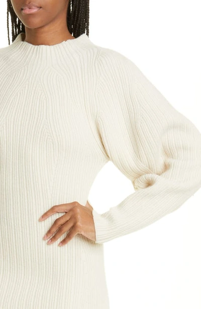 Shop Aeron Brook Wool & Cashmere Long Sleeve Sweater Minidress In Cream