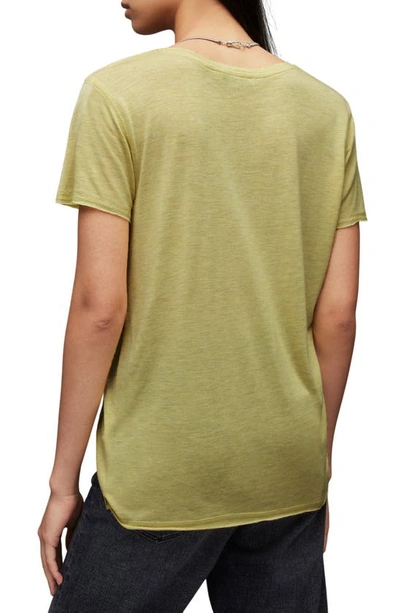 Shop Allsaints Emelyn Shimmer V-neck T-shirt In Sunny Lime Green