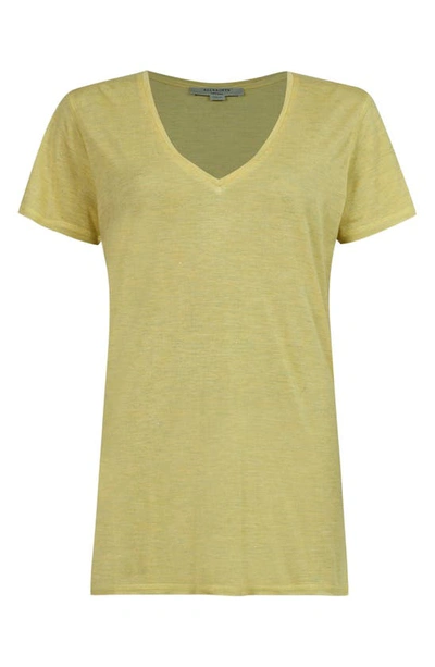 Shop Allsaints Emelyn Shimmer V-neck T-shirt In Sunny Lime Green