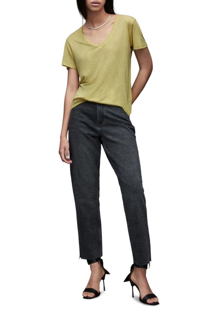 Allsaints Emelyn Shimmer T-shirt In Sunny Lime Green