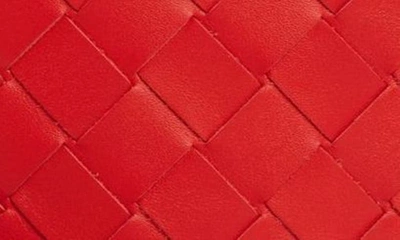 Shop Bottega Veneta Intrecciato Leather Phone Pouch In Redstone-silver