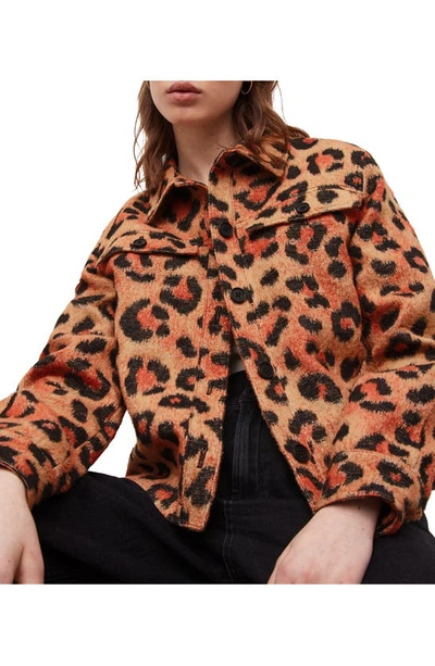 Shop Allsaints Honor Leopard Print Jacket In Brown