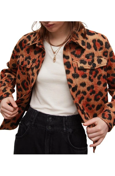 Shop Allsaints Honor Leopard Print Jacket In Brown