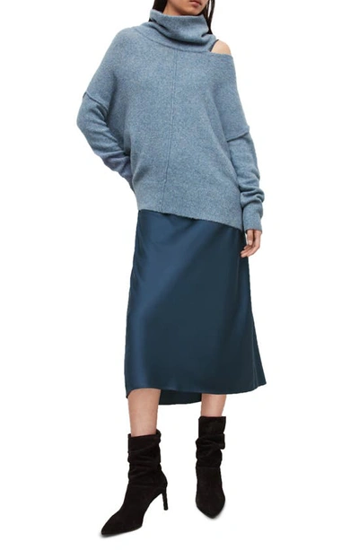 Shop Allsaints Nada Sweater & Midi Dress In Denim Blue Melange