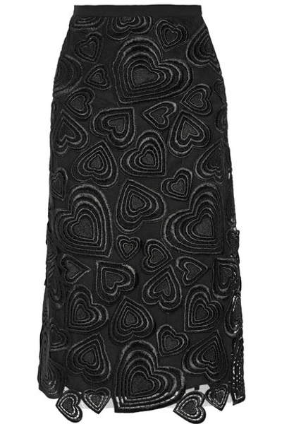 Christopher Kane Heart-embroidered Guipure Lace Skirt In Black