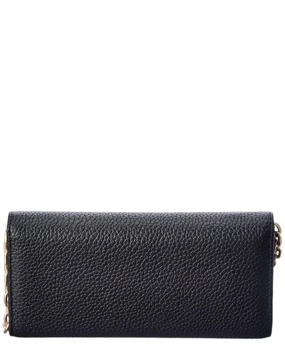 Shop Valentino By Mario Valentino Juniper Leather Wallet On Chain In Black