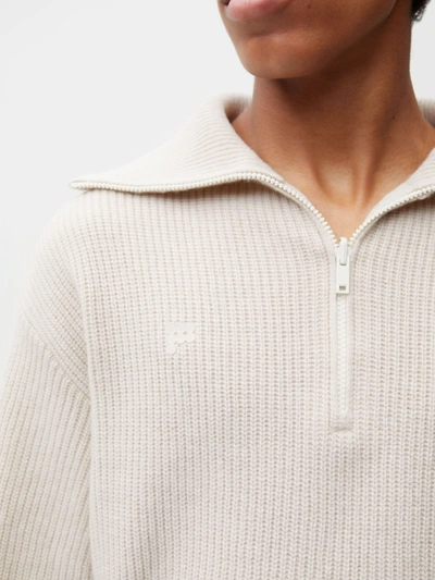 Shop Pangaia Recycled Cashmere Half Zip Sweater — Oatmeal Xl