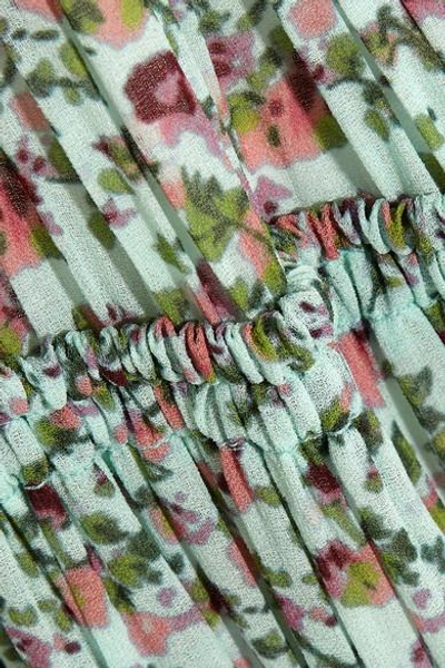 Shop Chloé Tiered Floral-print Crepe De Chine Maxi Skirt