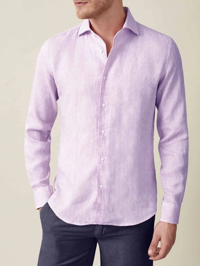 Shop Luca Faloni Lilac Portofino Linen Shirt