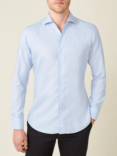 Shop Luca Faloni Light Blue Oxford Cotton Shirt