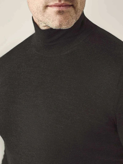 Shop Luca Faloni Charcoal Grey Fine Silk-cashmere Mock Neck In Dark Grey