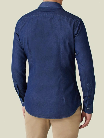 Shop Luca Faloni Midnight Blue Denim Shirt In Dark Blue