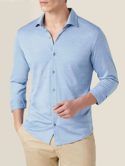 Shop Luca Faloni Light Blue Como Silk-cotton Shirt