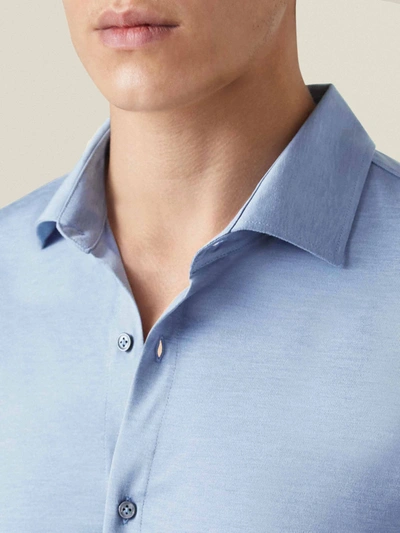 Shop Luca Faloni Light Blue Como Silk-cotton Shirt