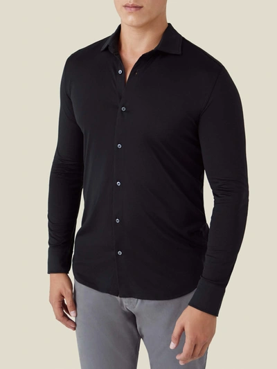 Shop Luca Faloni Black Como Silk-cotton Shirt