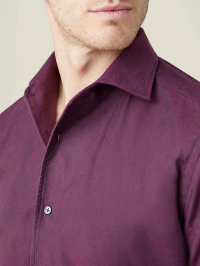 Shop Luca Faloni Burgundy Brushed Cotton Shirt In Red