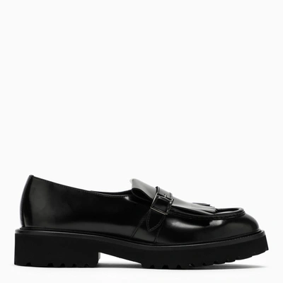 Shop Doucal's Black Leather Loafer