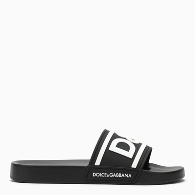 Shop Dolce & Gabbana Black Rubber Slide
