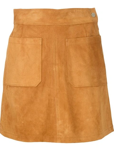 Frame Le High Suede Mini Skirt In Tobacco