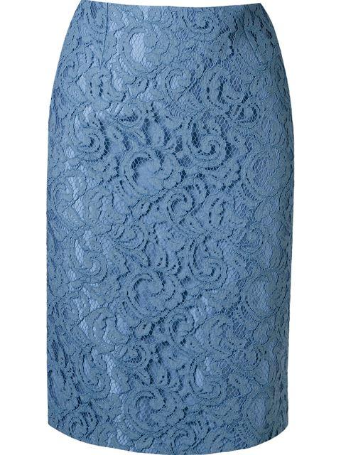 Martha Medeiros Lace Pencil Skirt In Blue | ModeSens