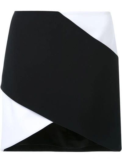 Mugler Bi Color Fitted Cady Skirt In Black & Off White