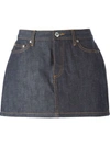 Apc Indigo Mini Denim Skirt In Blue
