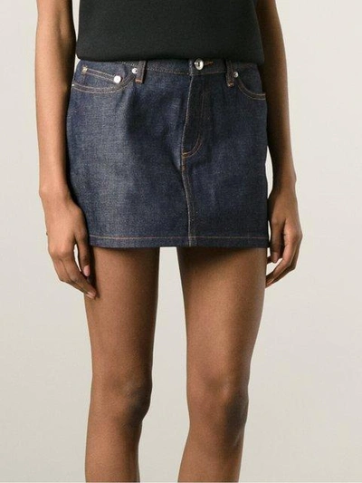 Apc Indigo Mini Denim Skirt In Blue