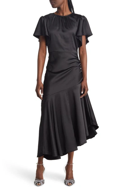 Shop Chelsea28 Flutter Sleeve Asymmetric Hem Dress In Black