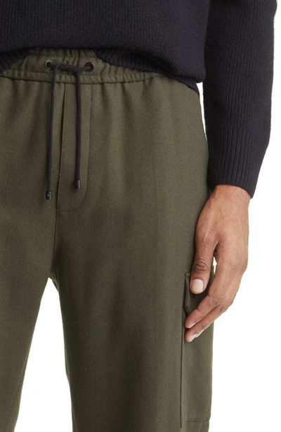 Shop Frame Travel Wool Blend Flannel Cargo Pants In Olive Green