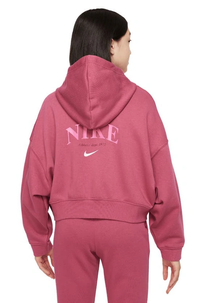 Shop Nike Kids' Full Zip Fleece Graphic Hoodie In Sweet Beet