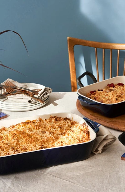 Shop Staub 3-piece Ceramic Rectangular Baking Dishes In Dark Blue