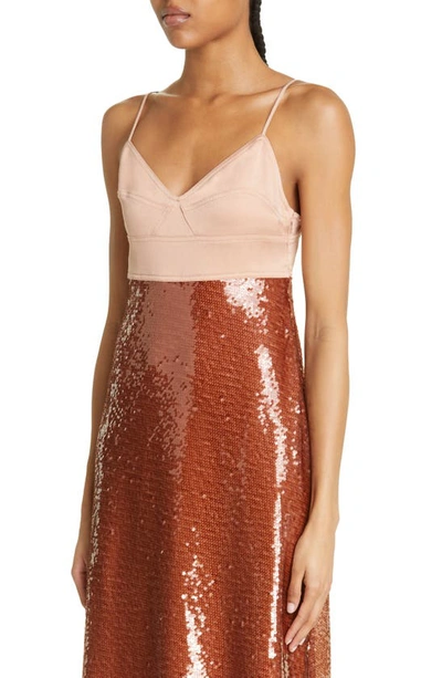 Shop A.l.c Gisele Sequin Midi Dress In Brown/ Sirocco