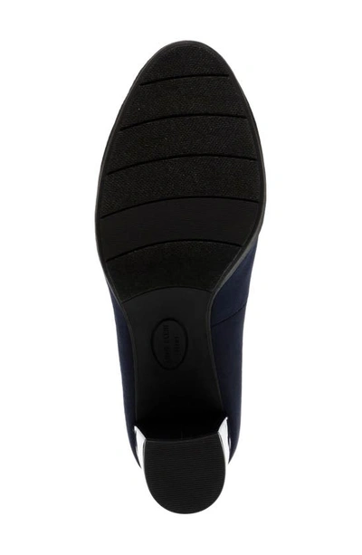 Anne Klein Castana Round Toe Block Heel Pump In Navy Fabric