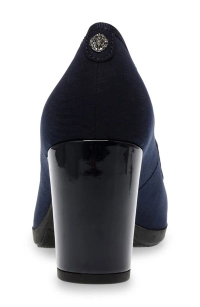 Shop Anne Klein Castana Round Toe Block Heel Pump In Navy Fabric
