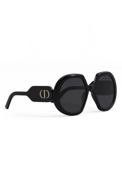 Shop Dior Bobby 56mm Sunglasses In Shiny Black / Smoke