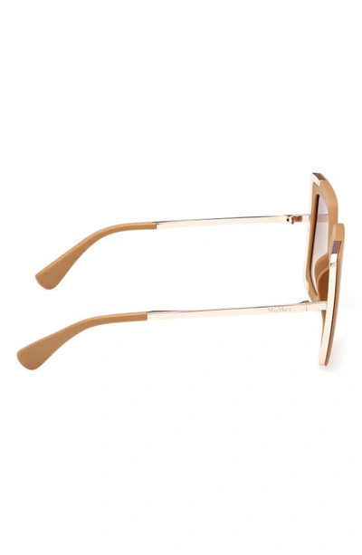 Max Mara Square-frame Tinted Sunglasses In Matte Pink / Gradient Brown