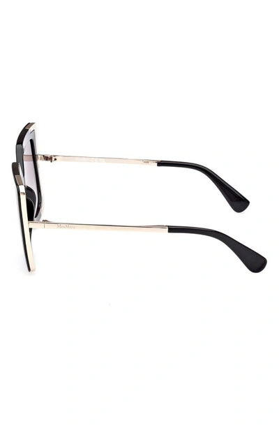 Max Mara Design 52mm Cat Eye Sunglasses In Shiny Black / Gradient Smoke