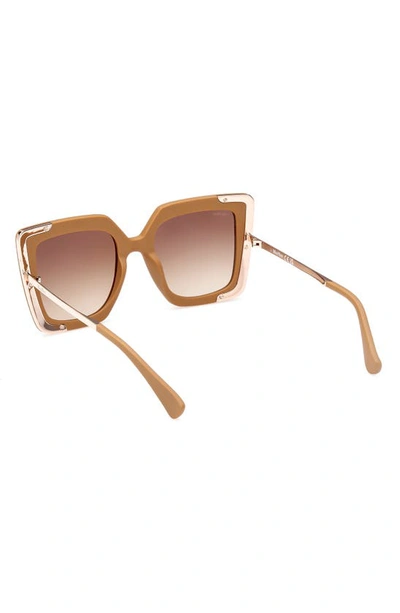 Max Mara Square-frame Tinted Sunglasses In Matte Pink / Gradient Brown