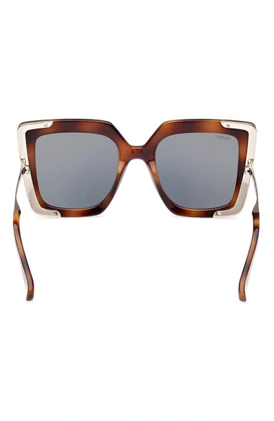 Shop Max Mara Square Sunglasses In Dark Havana / Brown Mirror