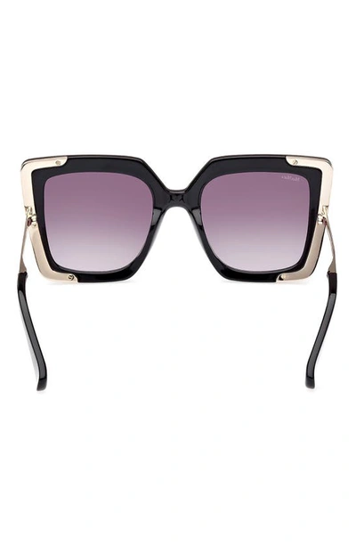 Max Mara Design 52mm Cat Eye Sunglasses In Shiny Black / Gradient Smoke