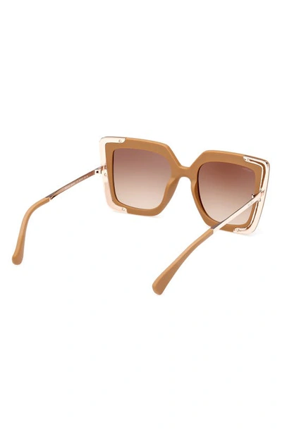 Max Mara Square-frame Tinted Sunglasses In Matte Pink / Gradient Brown