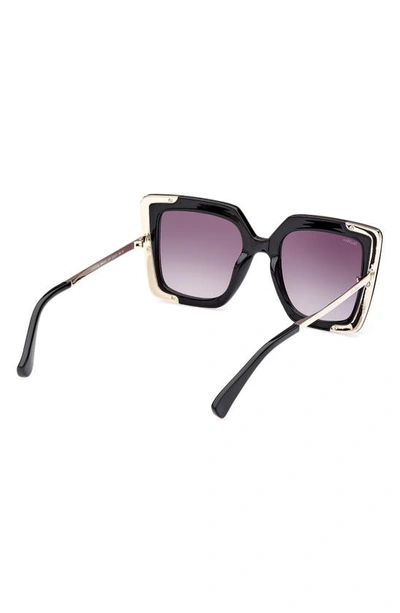 Max Mara Design 52mm Cat Eye Sunglasses In Shiny Black / Gradient Smoke
