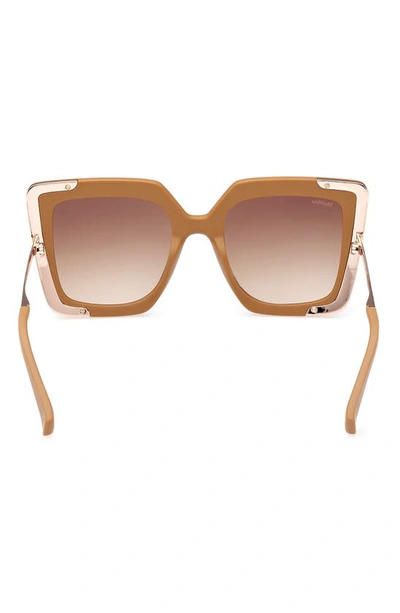 Max Mara Square-frame Tinted Sunglasses In Matte Pink / Gradient Brown